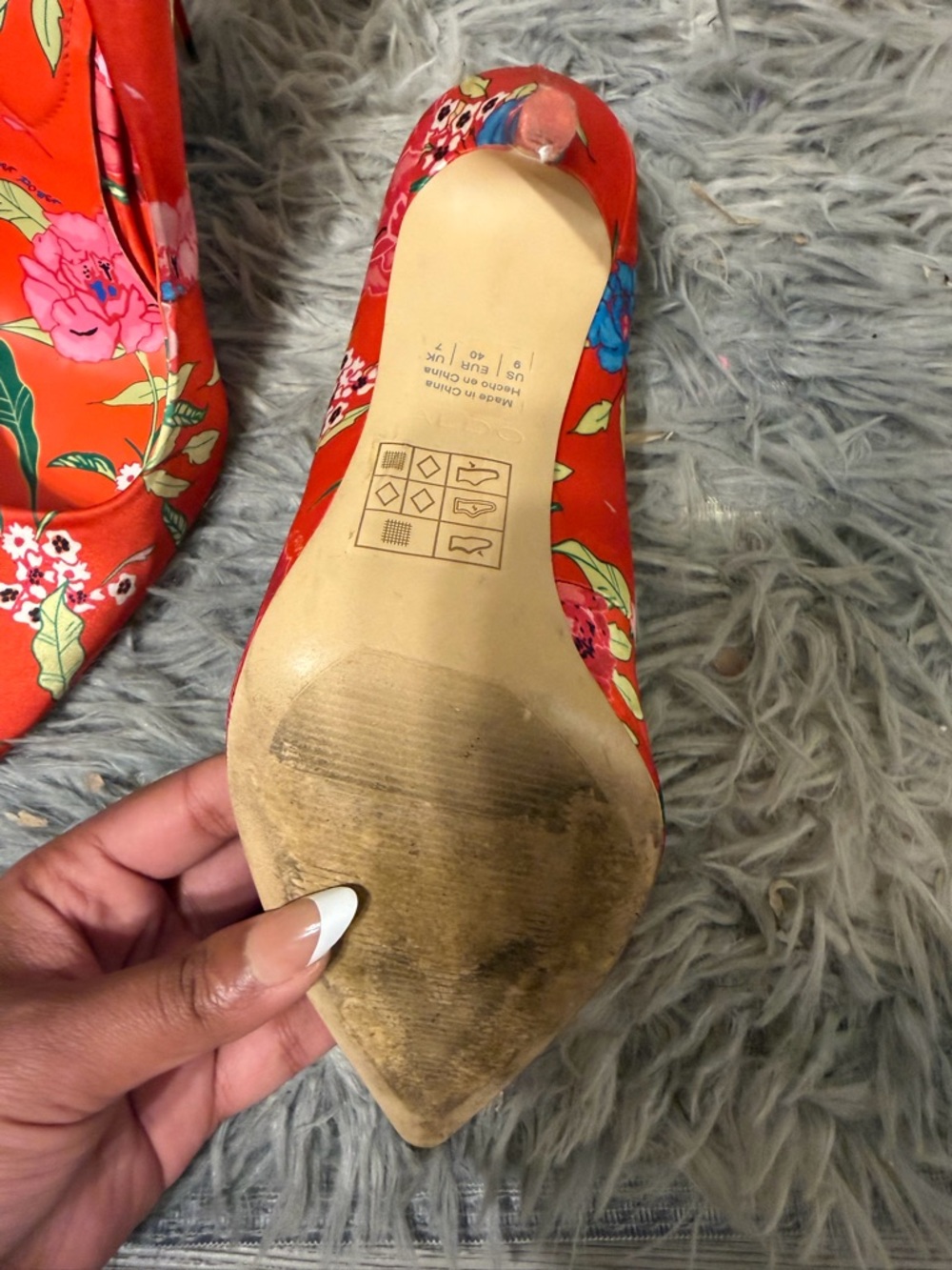 ALDO Red Floral Pointed Toe Stiletto Heels - Picture 5 of 5